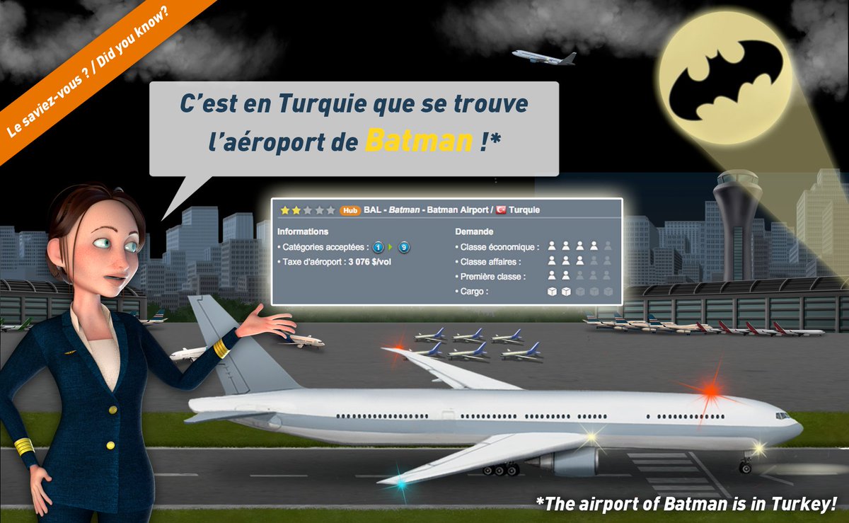 AirlinesManager's tweet photo. #Batman existe !! Qui a ouvert une ligne à cette destination ?! / Batman exists!! Who’s opened a route to this destination?! #avgeek #AM2 ✈️ https://t.co/VXOBSOs1Zu