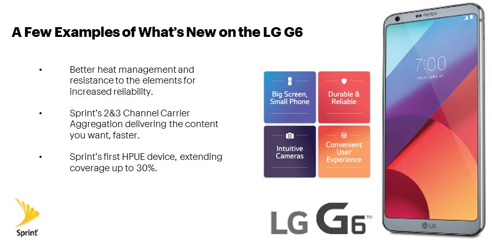 Sprint4WestTX's tweet photo. THE WAIT IS OVER! Get @Sprint’s FIRST #HPUE-enabled device, the @LGUSAMobile #LGG6, TODAY for 50% off regular price! https://t.co/CvOteuOxsP https://t.co/Vw6HIdwwOr