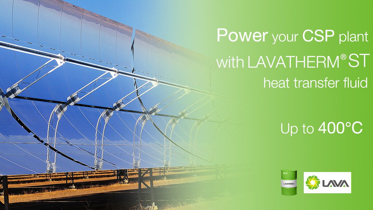LavaChemical's tweet photo. With successful reference, "#LAVATHERM ST" helps to power your concentrated solar power (#CSP) / #solarthermal power plants up to 400℃. https://t.co/Rtky2mKc9A