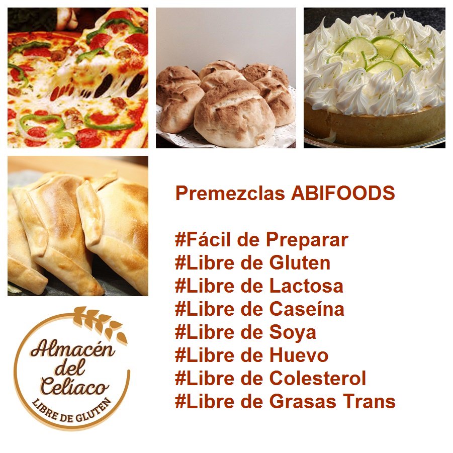 almacendceliaco's tweet photo. Te ofrecemos #premezclas #pan #pizza #empanadas #dulce #singluten #sinleche #sinhuevo #sinsoya #sincolesterol #singrasatrans
@Abifoodschile https://t.co/XOR03qIr1b