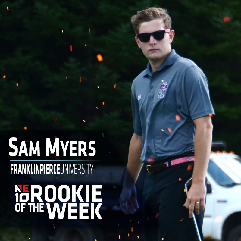 TheNortheast10's tweet photo. NE10 Men's ⛳️ Rookie of Week

@FPU_GOLF Myers ties for 11th in deep field, earns weekly 🏆

📄 - https://t.co/JsyzypfD62

#NE10EMBRACE https://t.co/wn4GkH7keN