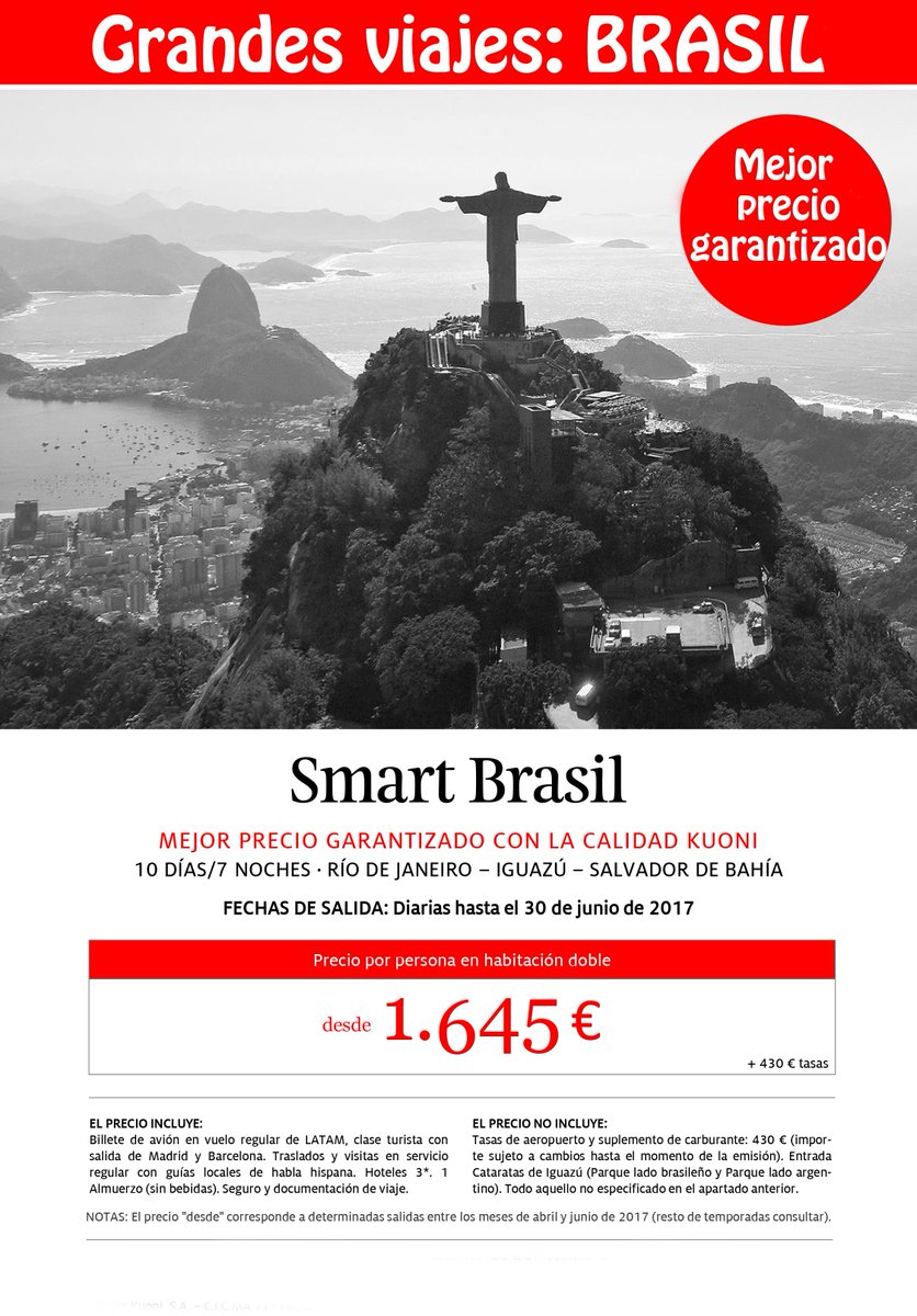 Hoy un exótico destino Brasil, ideal para darte un capricho o para Lunas de Miel. 
Super precio garantizado!!!!!