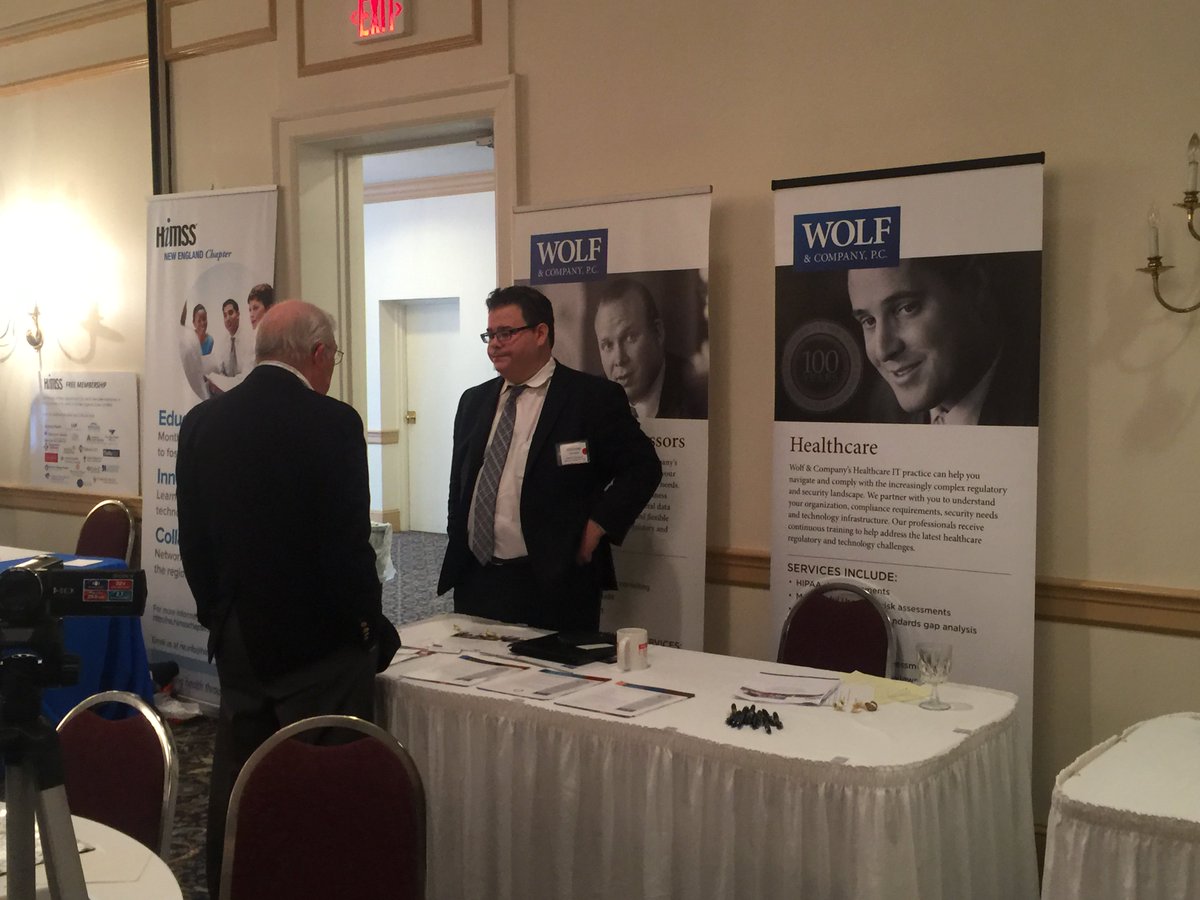 PatSutton21's tweet photo. #newenglandhimss Thanks to longtime sponsor @bostoncpafirm Wolf & Company fir participating in the #NHVT Annual Conference. https://t.co/lTDvFPMwei