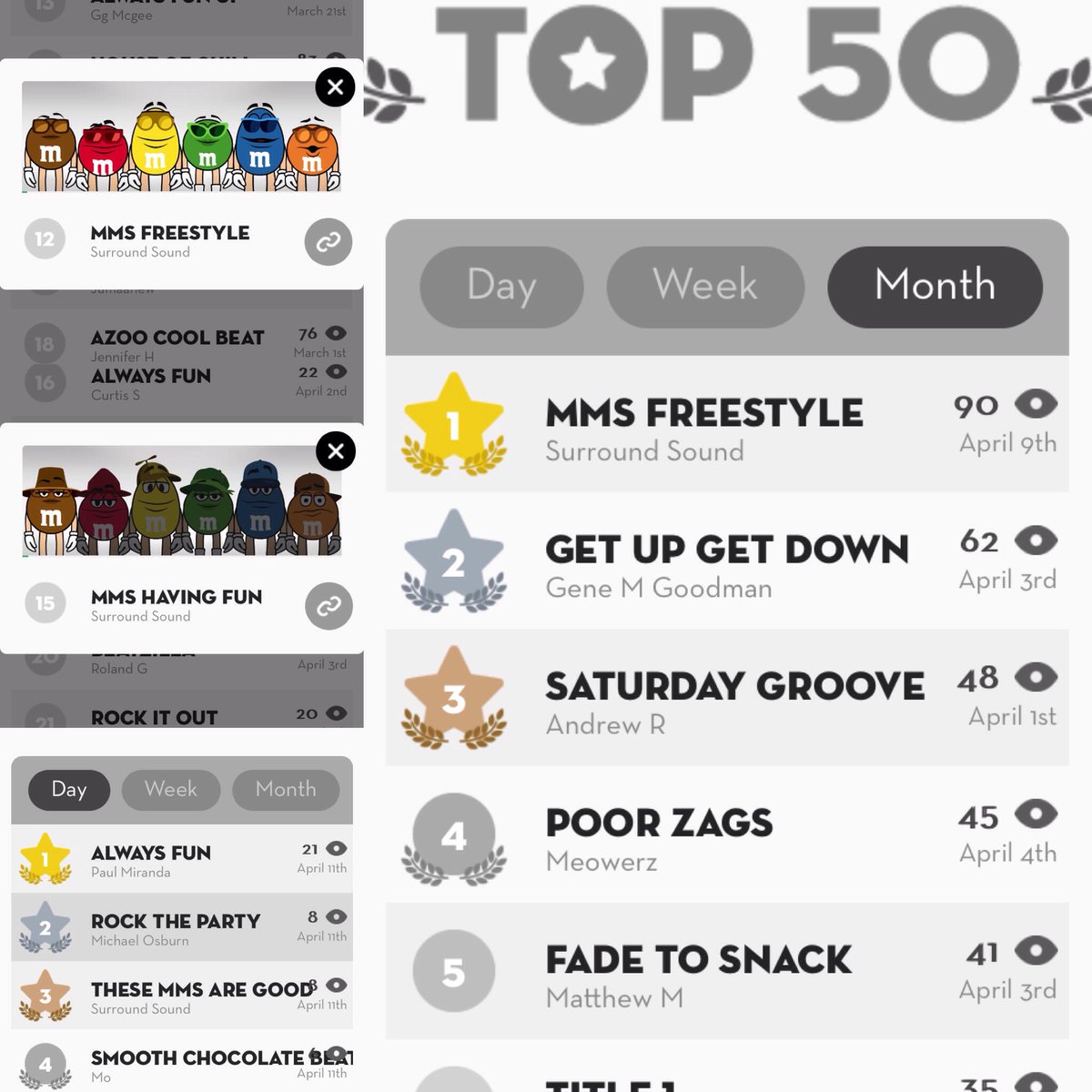 SurroundSound__'s tweet image. Hey everyone, I've not 4 beats charting on the Top 50. Thank you for your support. Check them out #bitesizebeat #bitesizebeats please RT etc