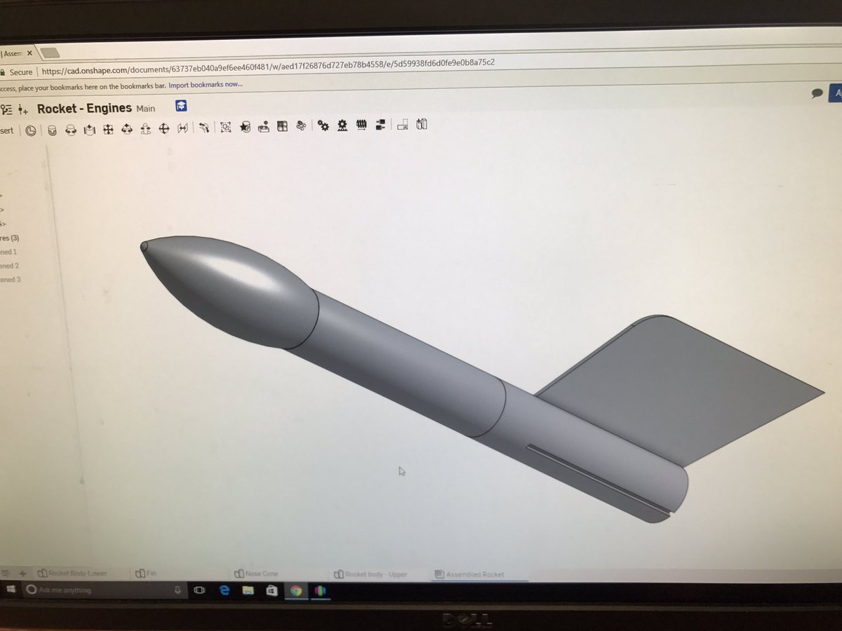 #STEM work w/8th Science. #3dprinted ROCKETS! <a href="/Onshape/">Onshape by PTC</a> design, <a href="/makergear/">MakerGear</a> M2 #3dprint 1st time w/assemblies. Fits! @CurrDirSMF @Kimpton_SMF