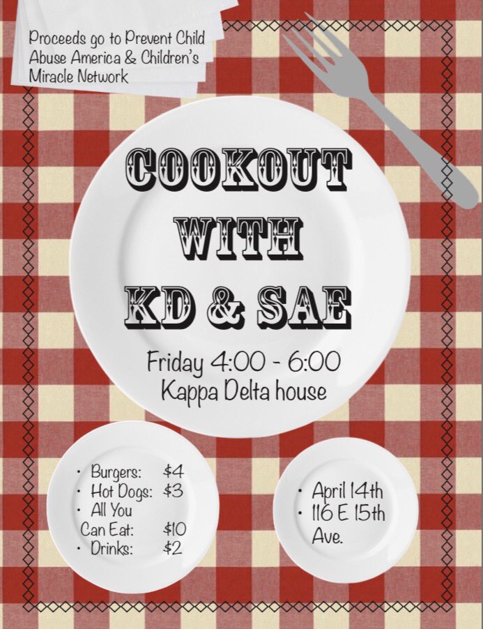 Mark your calendars! This Friday ΣΑΕ Ohio State is hosting a joint philanthropy event with <a href="/KappaDeltaOSU/">Ohio State KΔ</a> ! Come support our great causes!