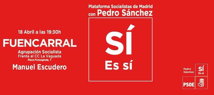 FuencarralPedro's tweet photo. 🔴Acto Fuencarral  @MadridAvalPedro 
🗓18/04/2017
🏠 Pl.Fonsagrada 7
🕗19:30h.
🎙Intervienen 
 🔸@EscuderoManu https://t.co/MdubvwCiMO