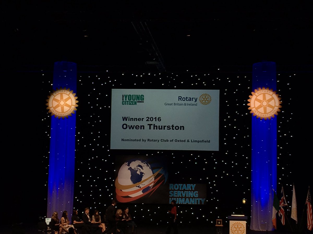 SimonEdmands's tweet photo. Great to see @OwenChamp15 from @youngepilepsy again at this year's @RotaryGBI #RotaryYoungCitizen Awards at #RotaryConf2017 in #Manchester 😊 https://t.co/uGN1KCPuGb