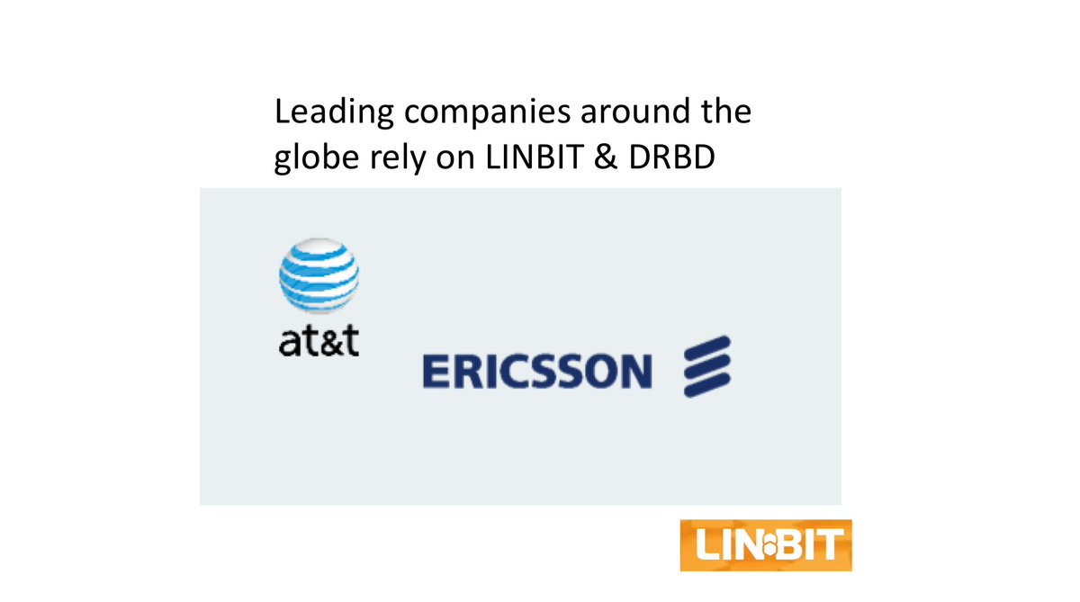 linbit's tweet photo. AT&T and Ericsson trust LINBIT & DRBD , leader in #high_availability #software. Are you highly available? https://t.co/gequpnDwo7. #DRBD_HA https://t.co/LZivTMLBI4