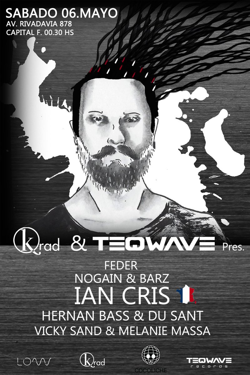 teQwave's tweet photo. Sábado 06 de Mayo 2° en @cocoliche_club @cocolicheba se viene internacional! @IanCristweet 💣
AGENDAR! #teQwave #Krad https://t.co/QvSSMEIeDl