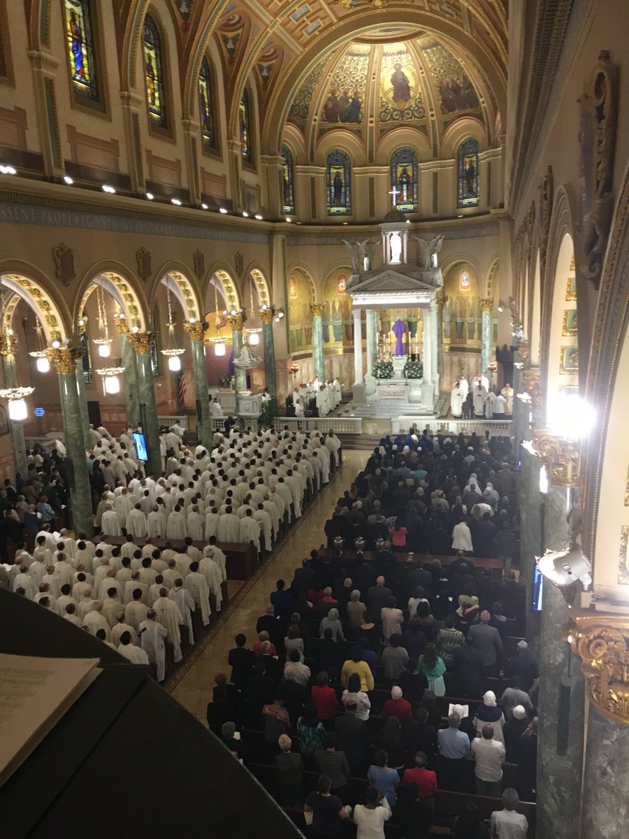 Hundreds of priests join @BpDiMarzio for the annual Chrism Mass.