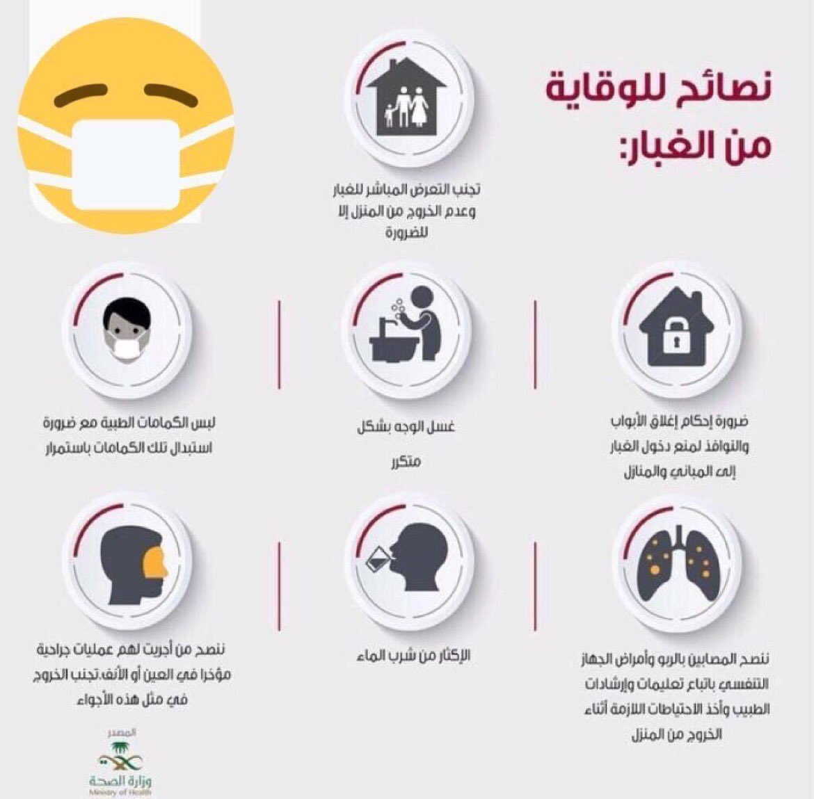 صحة #جدة تُذكر:
نصائح هامة للوقاية من الغبار
وكيفية التعامل معه
#غبار_جدة