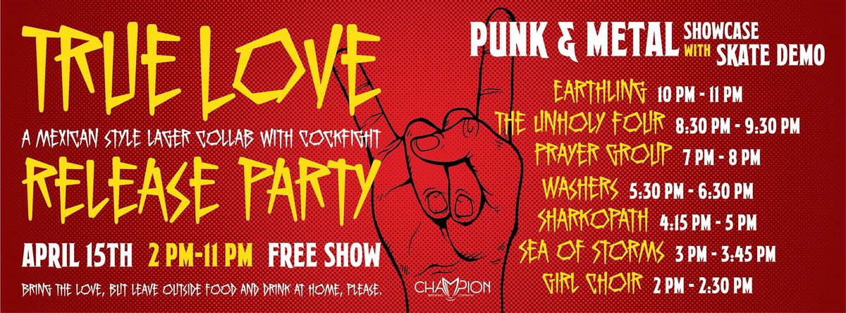 .<a href="/SeaofStormsRVA/">Sea of Storms</a> this Saturday (4.15) at #championbrewery