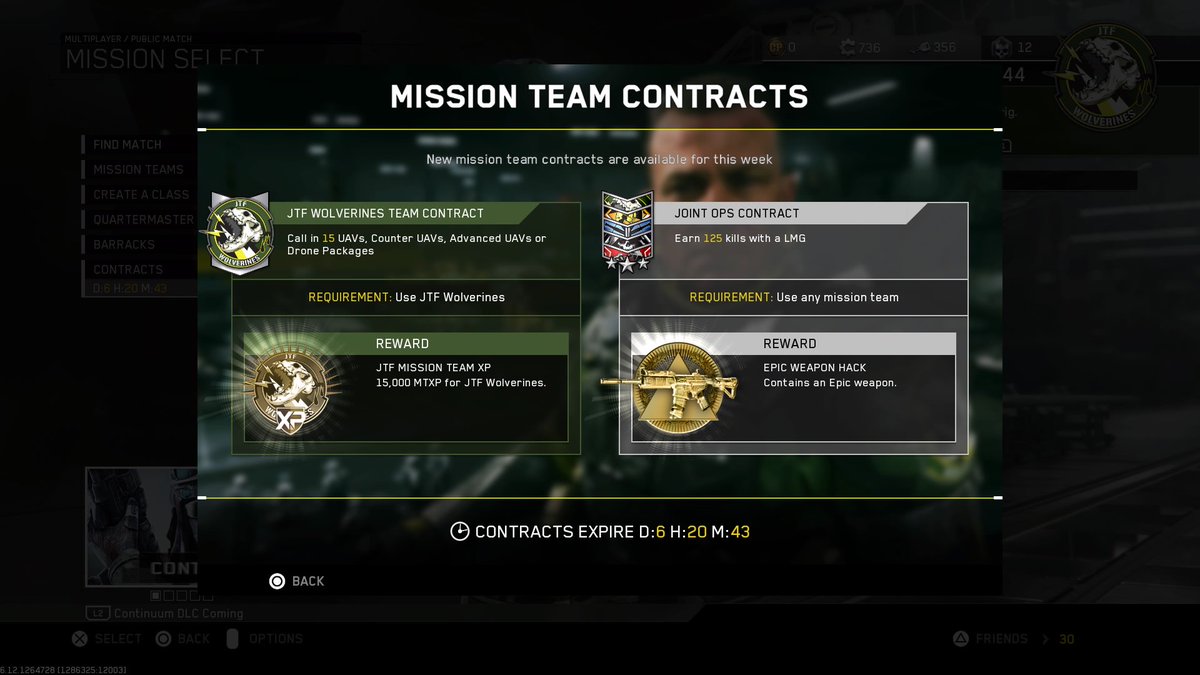 Brando212486's tweet photo. New Mission Team Contracts #IWIntel #InfiniteWarfare #CallofDuty #PS4share https://t.co/R2kVK4HEmC