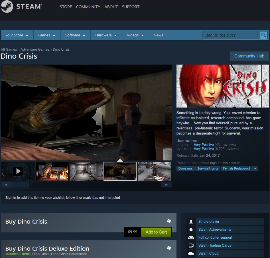 Dino Crisis 2 Original Soundtrack on Steam