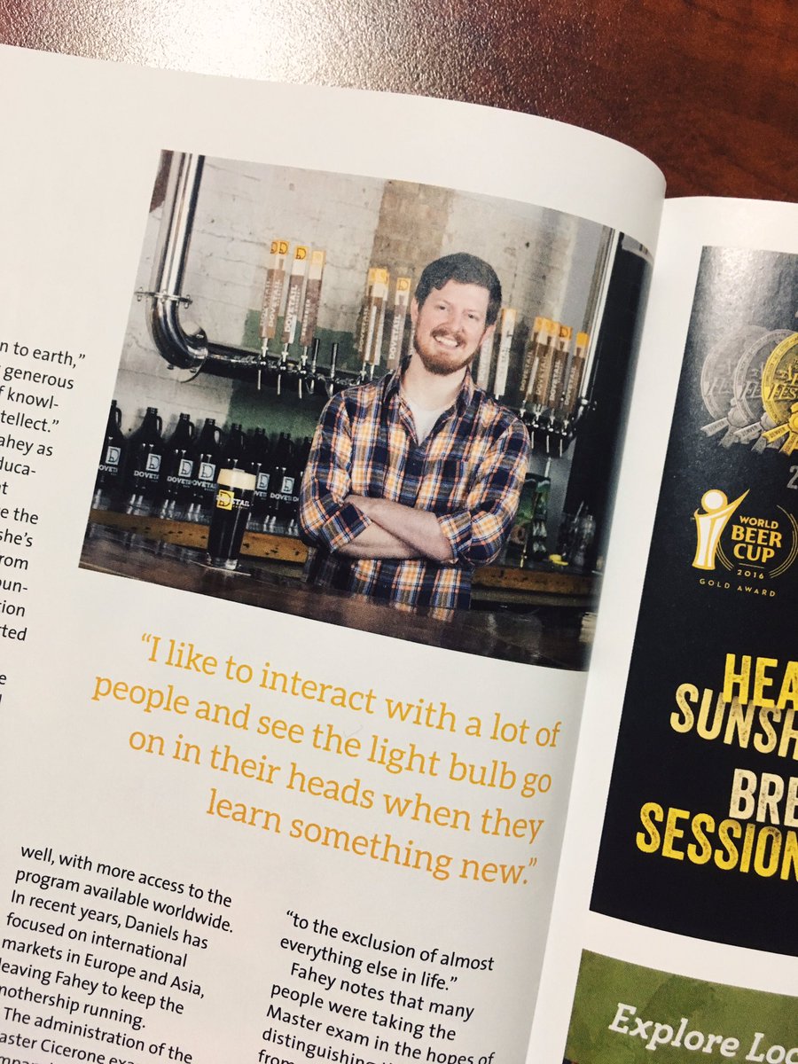 dovetailbrewery's tweet photo. Hey, it's Master Cicerone @PatFahey24 in the new issue of Beer Advocate, standing in front of some pretty attractive tap handles. 💁 https://t.co/iDq0Qc7bKv