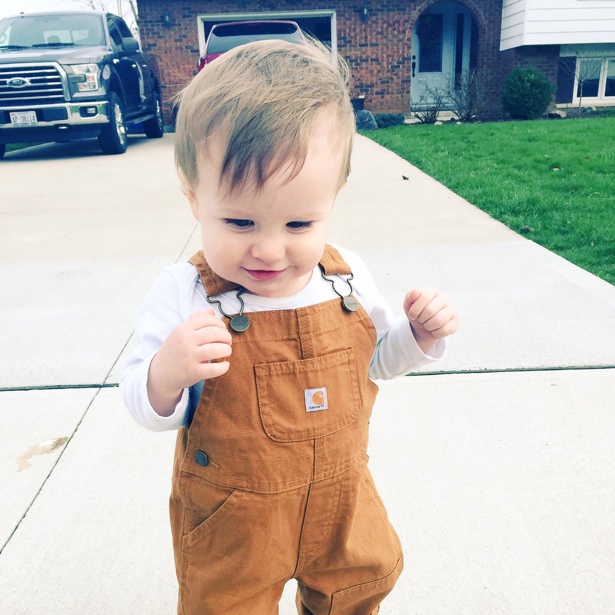BMW__17's tweet photo. Little man rocking the @Carhartt overalls! #outsidebaby https://t.co/fcqz9YMHas