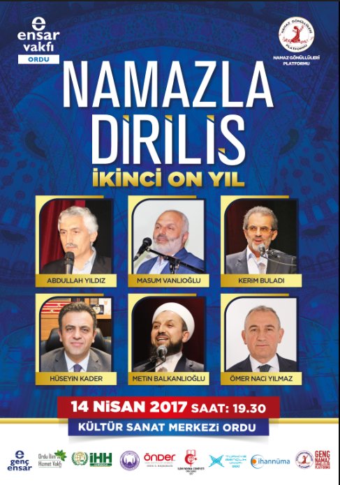 Namazla Diriliş

-ikinci on yıl-

14 Nisan 2017 Saat 19:30 da 

Kültür ve Sanat Merkezi Akyazı/ORDU 

Bekleriz...