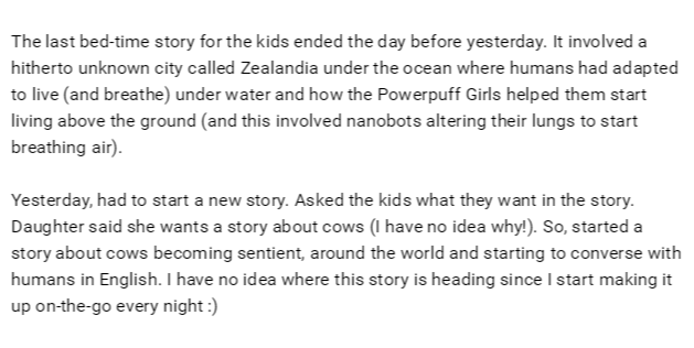 Karthik The Last Bed Time Story For The Kids Ended The Day Before Yesterday It Involved A Hitherto Unknown City Called