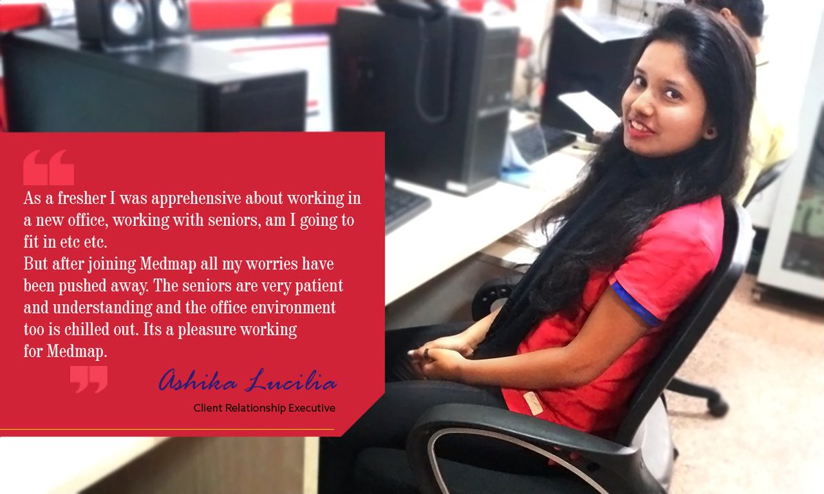 MedmapIndia's tweet photo. Aashika Budding shares her experience of being a part of MedMap. #lifeatmedmap #2K17 #healthcare #hcsm #medical #corporatelife #workculture https://t.co/il62Ep81tO