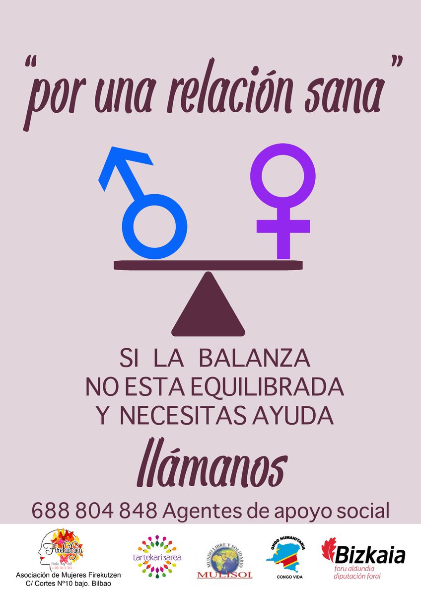 firekutzen's tweet photo. "POR UNA RELACIÓN SANA"
Si la balanza no esta equilibrada y necesitas ayuda.
LLAMANOS  688 804 848
Agentes de apoyo social Firekutzen https://t.co/FmkLPfbHGa
