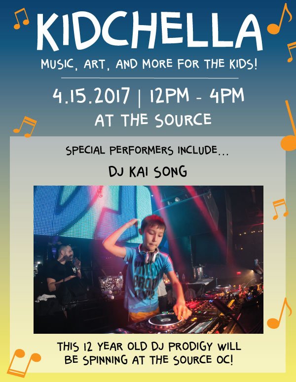 Come jam with the amazing DJ Kai Song this Sat at Kidchella! Drop by for music, art, and fun for the whole family, 12PM - 4PM!
