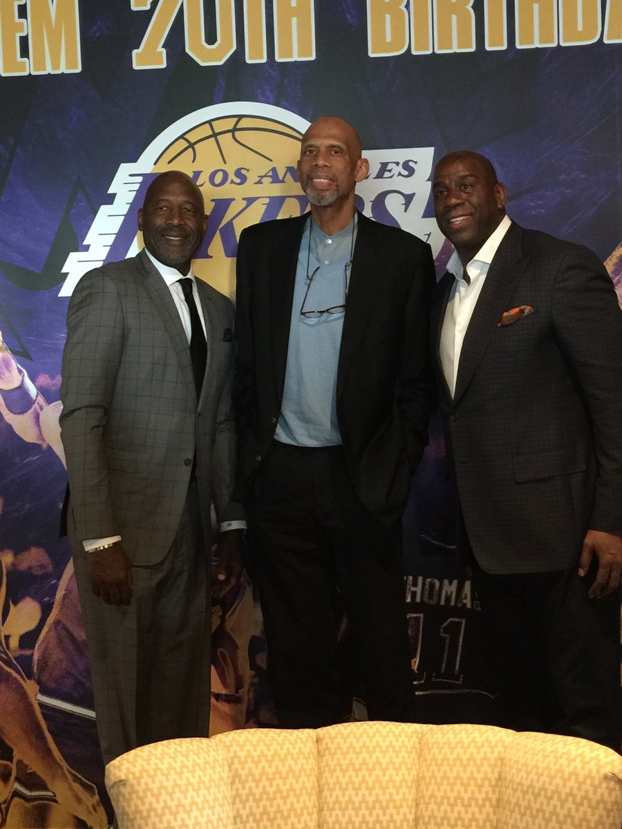 Earvin Magic Johnson (@magicjohnson) on Twitter photo At Staples Center hanging with 2 Hall of Famers <a href="/kaj33/">Kareem Abdul-Jabbar</a> & <a href="/JamesWorthy42/">James Worthy</a> celebrating Kareem's 70th birthday. At Staples Center hanging with 2 Hall of Famers <a href="/kaj33/">Kareem Abdul-Jabbar</a> & <a href="/JamesWorthy42/">James Worthy</a> celebrating Kareem's 70th birthday.