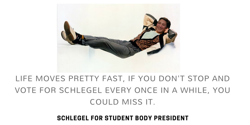 allyschlegel34's tweet photo. don't let life pass you by chap π#SchlegelForStudentBodyPresident #StuGo2017 #IWillWorkForYou https://t.co/U6jVU0khwt