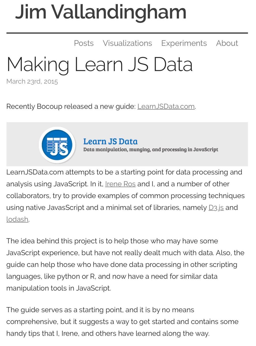 dataandme's tweet photo. This piqued my #datasci in JS curiosity: "Making Learn JS Data" by @vlandham, &amp; actual guide from @bocoup, @ireneros https://t.co/FeIM8d6KZ4 https://t.co/HAibqOekEH