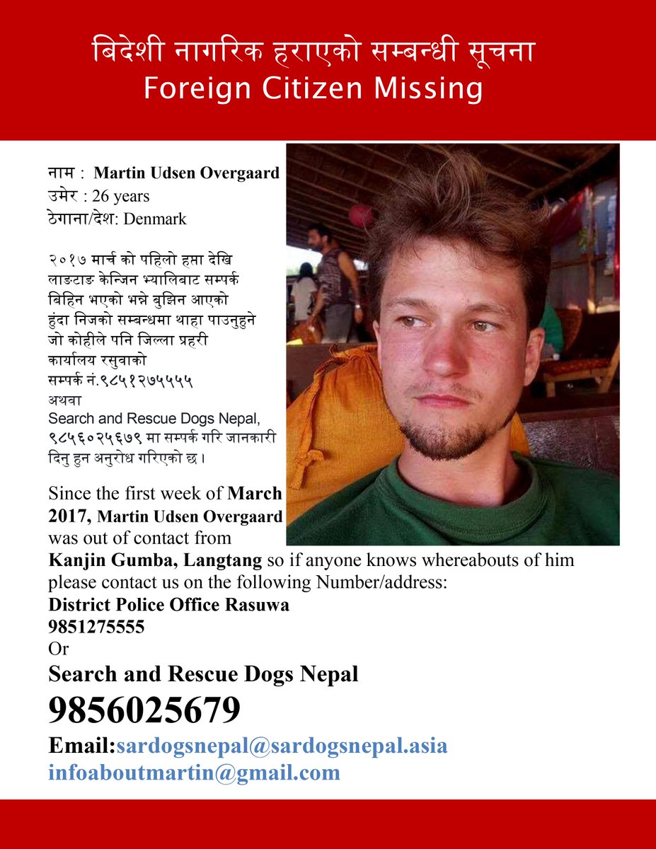 sardogsnepal's tweet photo. help #finding #Danish_Trekker_Missing_in_Langtang. https://t.co/9xXuAEHLfH