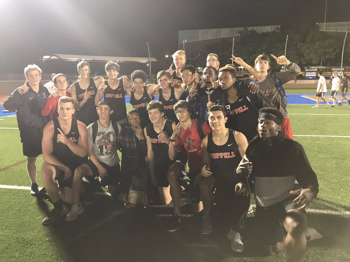 KarlPointer's tweet photo. Great job Coppell Track winning District Championship on all 4 levels!  #coppelltrack #cisd #TPD #IAmCHS #trackstrong https://t.co/YBxF5AdVNt