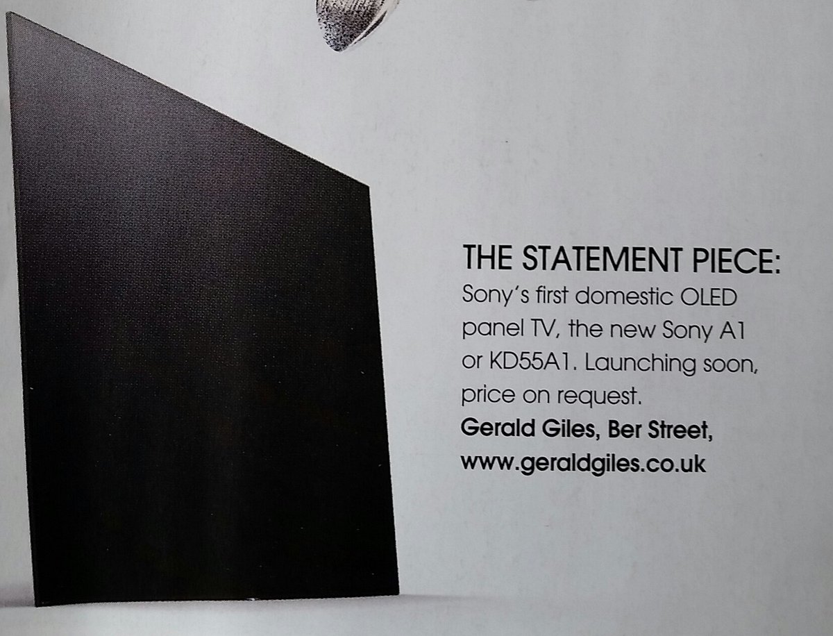Thanks to <a href="/norwichresident/">The Norwich Resident</a> for featuring the new #Sony #A1 TVs - now available for order geraldgiles.co.uk/store/KeySearc…