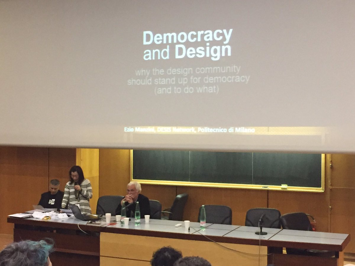 paulhekkert's tweet photo. Why the design community should stand up for democracy @eziomanzini asks designers to take responsibility @ #ead12 #designfornext https://t.co/mf3rnkQnpa