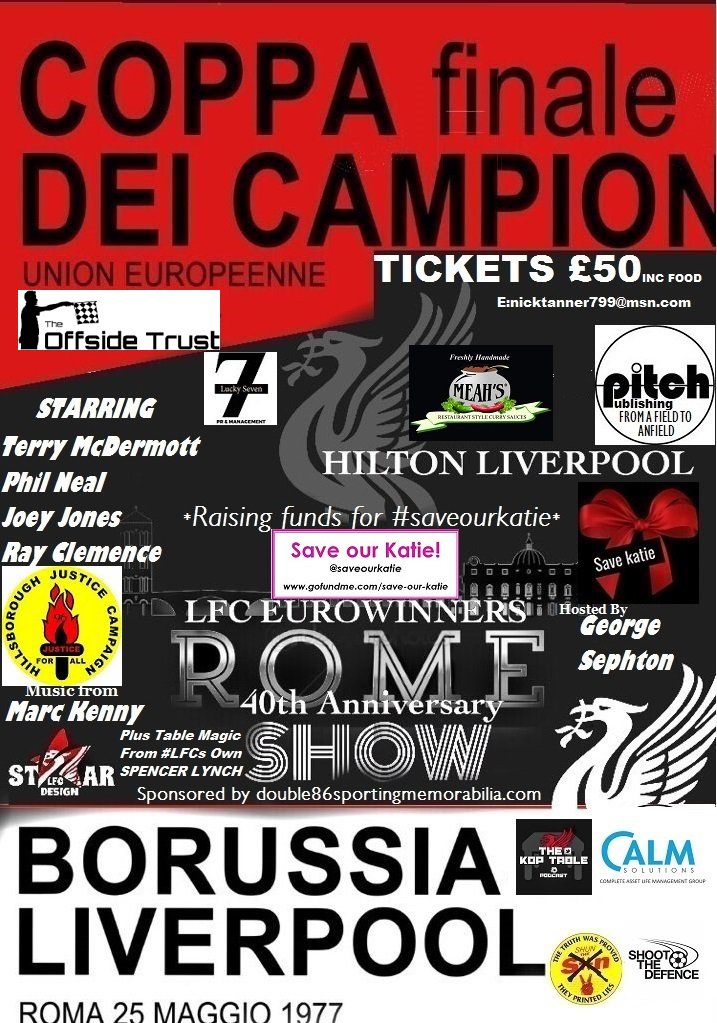 nicktanner799's tweet photo. @5timesco @LFC #ROME77 @RayClem1 40TH ANNIVERSARY SHOW VIPS NOW SOLD OUT.Last few tickets available VIA https://t.co/wpJCYOZoGJ https://t.co/mFbs6HJll3