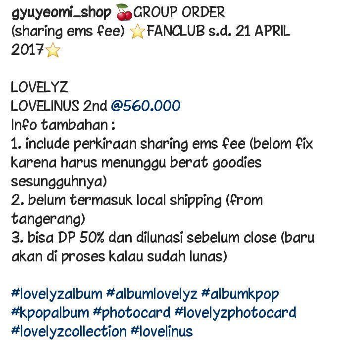 🍒help RT🍒
Group order lovelyz official fanclub 'LOVELINUS' 2nd 
⭐need id interpark
⭐ask line/dm