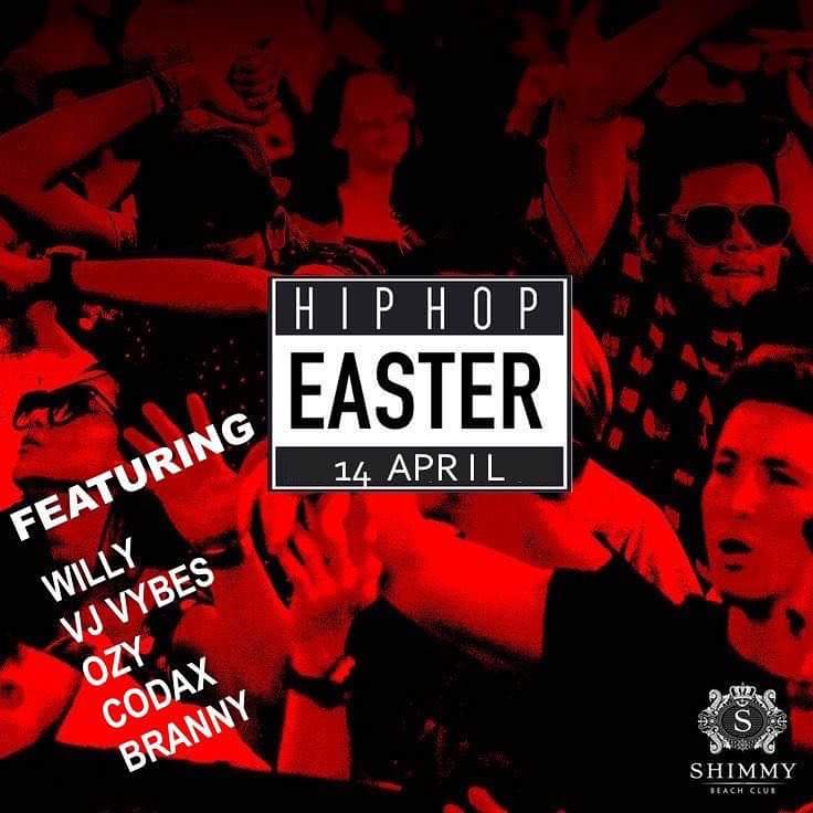 DjCodax's tweet photo. This Friday @ShimmyBeach #hiphop 
@DjCodax @BrannyB_Tight @djwillyza @ozy @VjVybez #Easter #ccR100 https://t.co/AeSAGkLXse