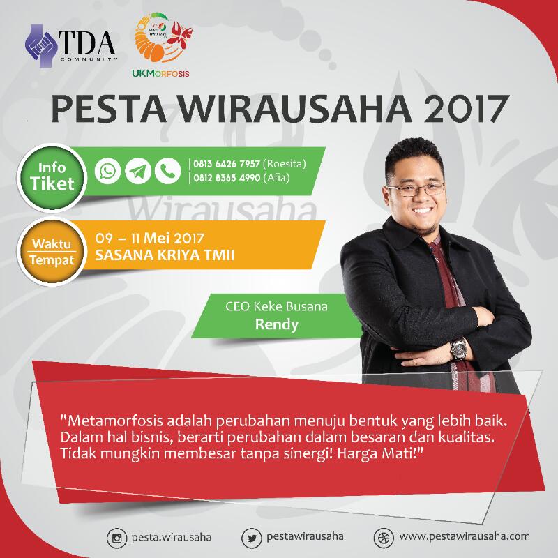 TanganDiAtas's tweet photo. Ikuti pestawirausaha @TanganDiAtas 9-11 Mei 2017 di TMII, #UKMorfosis #PestaWirausaha2017 #TDAEvent #PW2017 https://t.co/3UTMPv7hHF