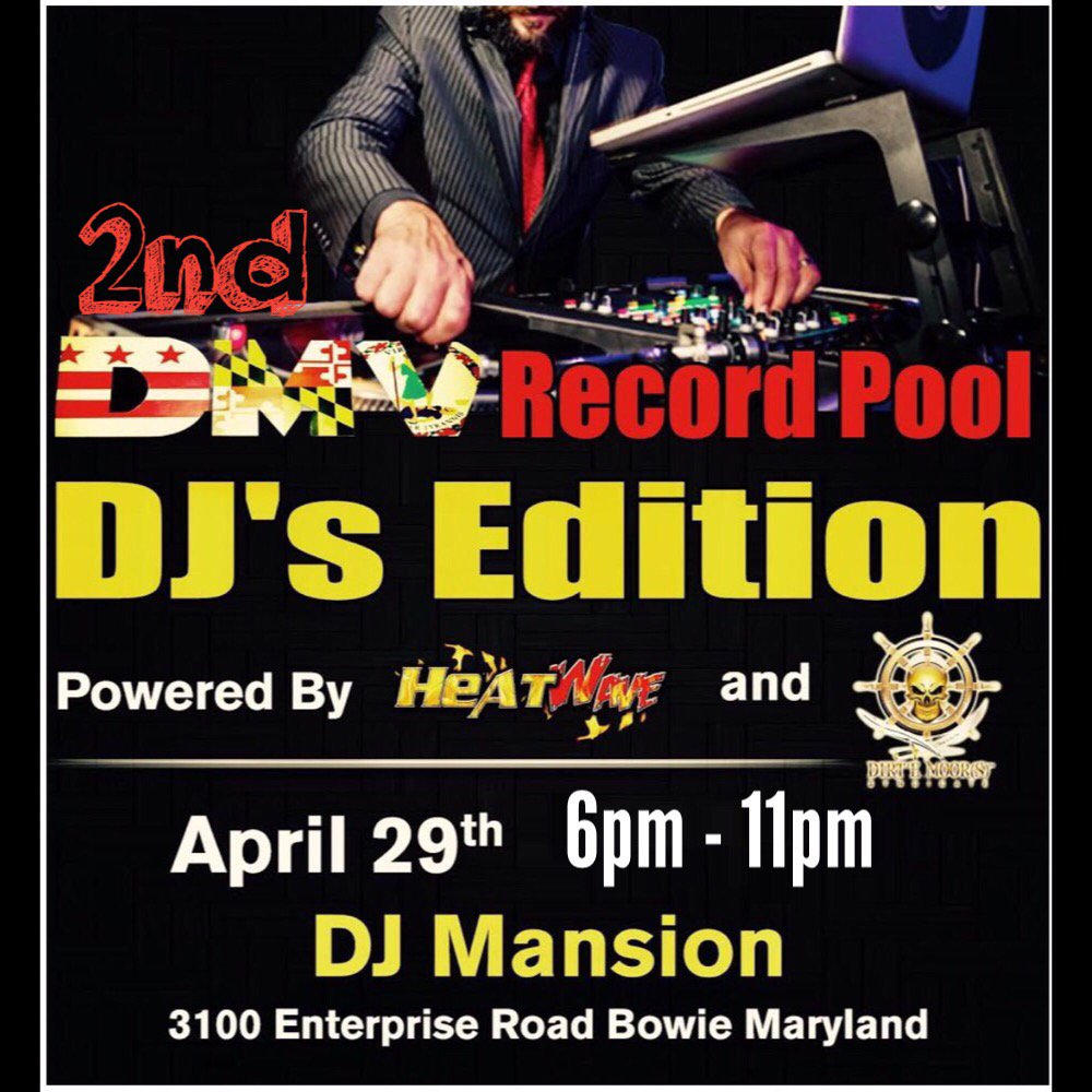 HEATWaveApp's tweet photo. Tag your favorite DMV artist and make sure they don’t miss #thedmvrecordpool, #djedition, in Bowie, MD. Artist register now!! https://t.co/ZSP88EpeAI