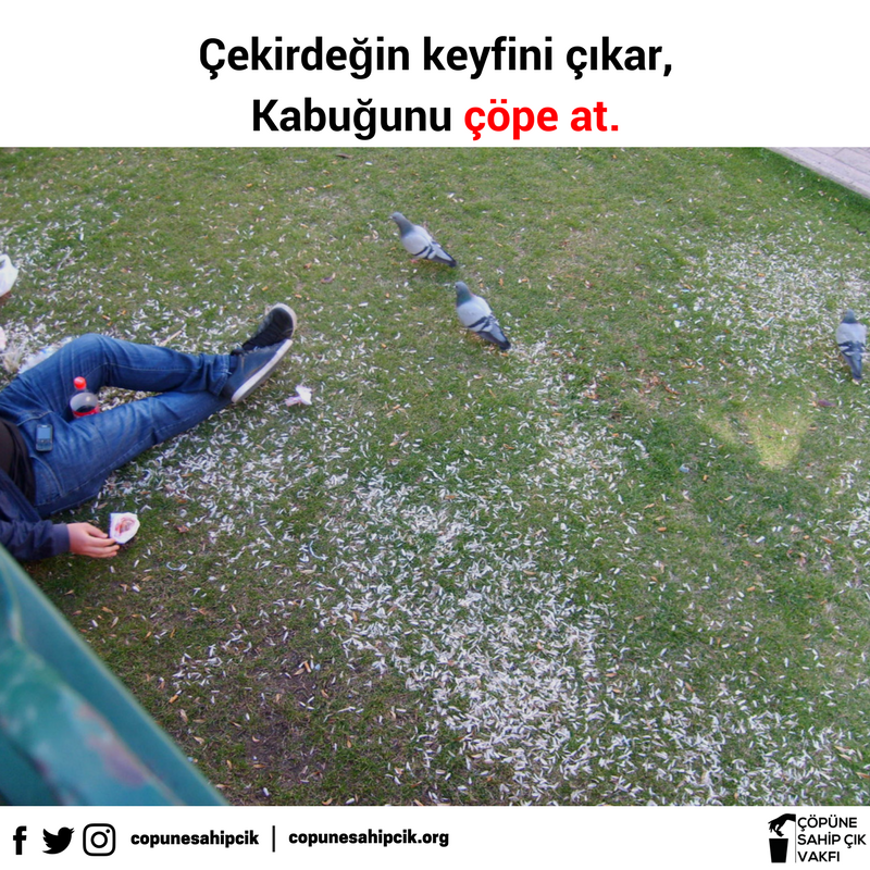 Yeşil alanlara atılan çekirdek kabukları çimleri kurutur.
Bir retweetle mesajımızın yayılmasını sağlayabilirsiniz.
#tahammüledemiyorum