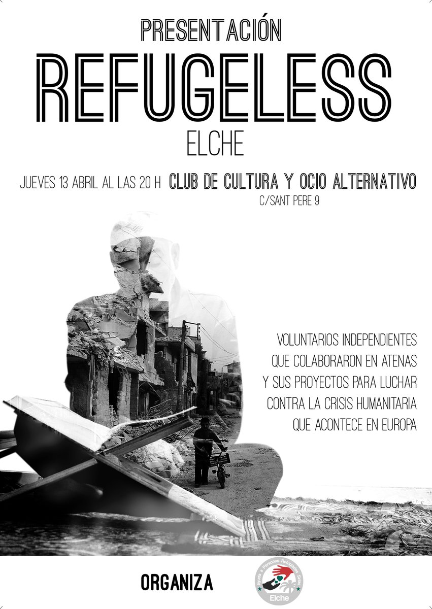 elcheacoge's tweet photo. ‼️ Mañana la #PlataformadeAyudaaPersonasRefugiadas presenta #Refugeless, proyecto para seguir ayudando a personas refugiadas. https://t.co/EcCNqF3fvb
