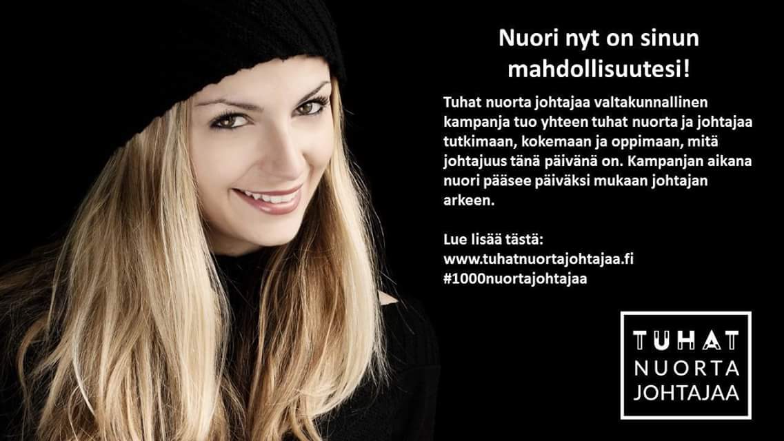 17-24-vuotias, nyt on sinun tilaisuutesi verkostoitua ja oppia johtajalta. Ilmoittaudu mukaan! #TuhatNuortaJohtajaa #jci <a href="/K3FIN/">Keskuskauppakamari</a>