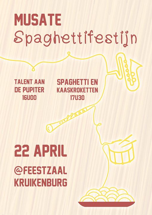 MusateTweet's tweet image. Kom volgende week zaterdag proeven van onze lekkere spaghetti en overheerlijke kaaskroketten! #ternat