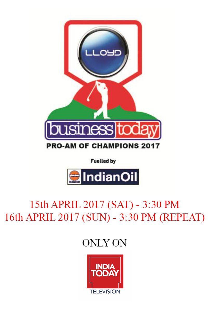 wgaofindia's tweet photo. #TelecastAlert: Watch the Business Today Pro-Am of Champions 2017.
This weekend (Sat & Sun) - 3:30 PM only on #IndiaTodayTV. #WomensGolf https://t.co/lf8UDiG3q1