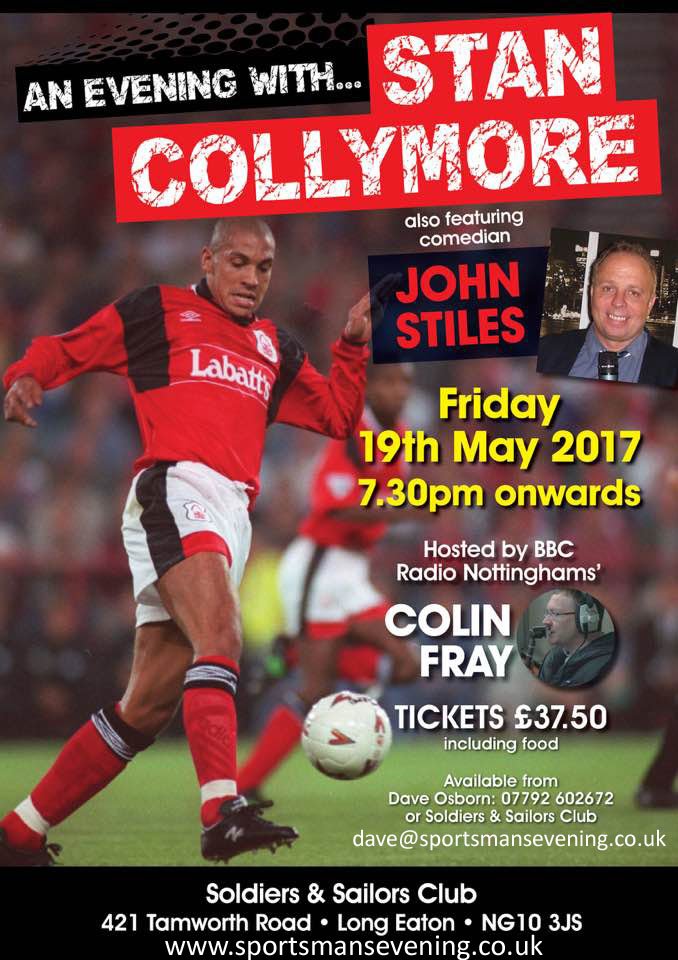 SportEvening's tweet image. An Evening with the legend that is Stan Collymore @StanCollymore on 19th May in Nottingham, ticket on sale now #NFFC