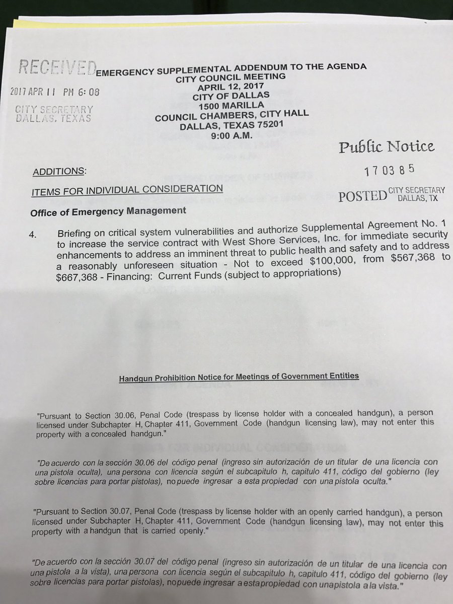 LoriBrownFox4's tweet photo. Dallas agenda item says an imminent threat to public safety is prompting a $100,000 contract increase with service provider. #DallasSirens https://t.co/lTfLaGFzfo