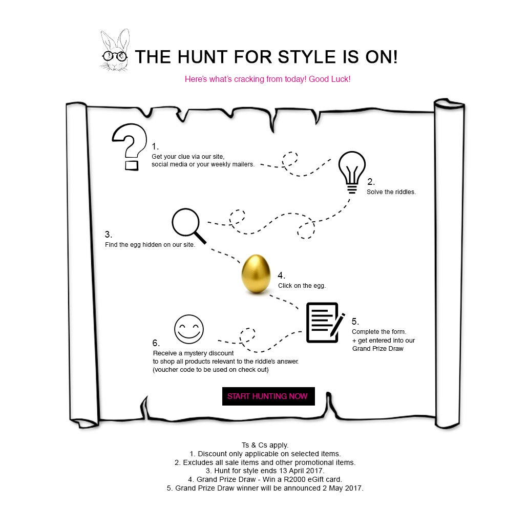 Easter is here! The Hunt for Style is on @Fabianimenswear. Use clues and DEVATICS to win BIG! #CRO #ecommerce