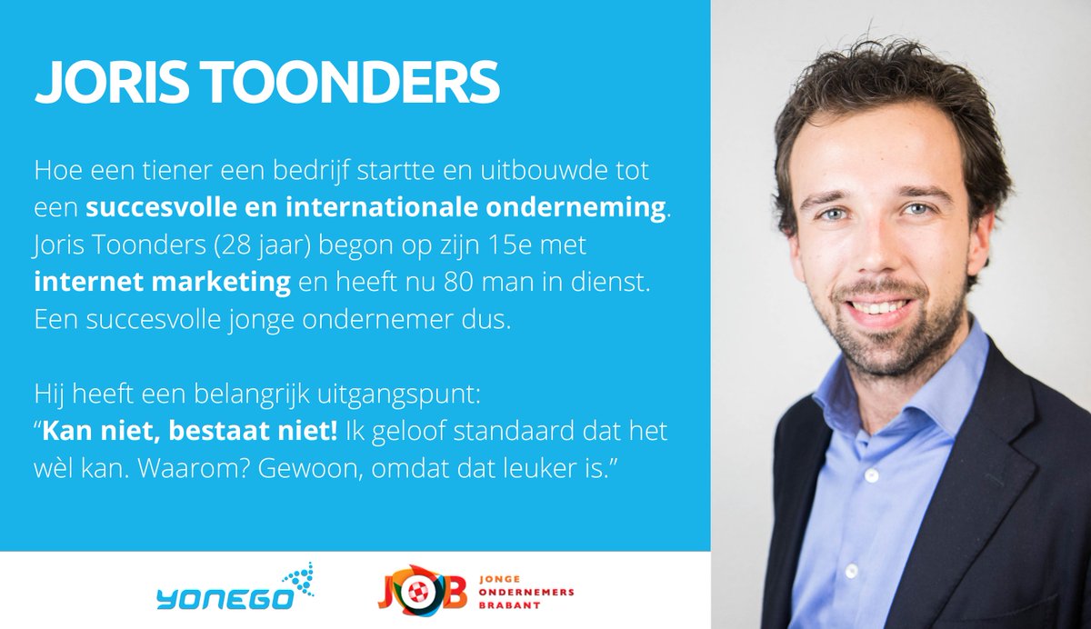 yonego's tweet image. Joris Toonders spreekt op 18 april over zijn ondernemerschap tijdens een avond van JOB. Meld direct aan via: job-netwerk.nl/agenda_item.ph…