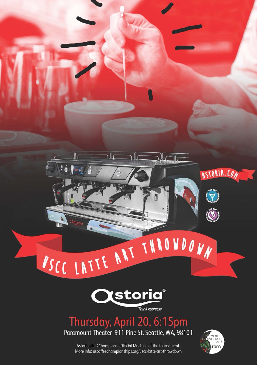 #GlobalSpecialtyCoffeeExpo / Astoria sponsors the #USCC Latte Art Throw Down!
April 20, Seattle #LatteArtThrowDown2017 #Plus4Champions