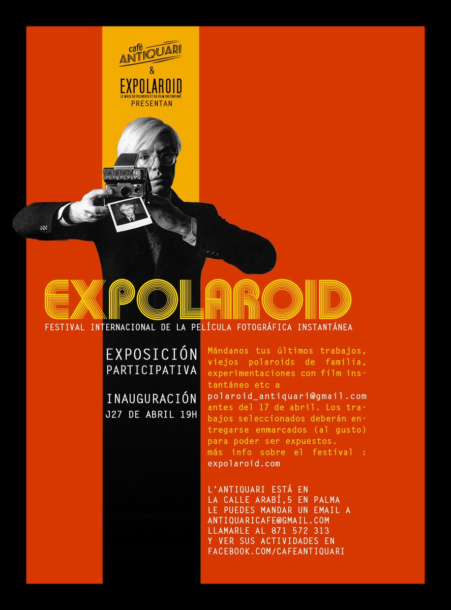 Youthing_es's tweet image. Hasta el lunes puedes participar en #Expolaroid que convoca @cafeantiquari
Envía tus instantáneas analógicas a polaroid_antiquari@gmail.com