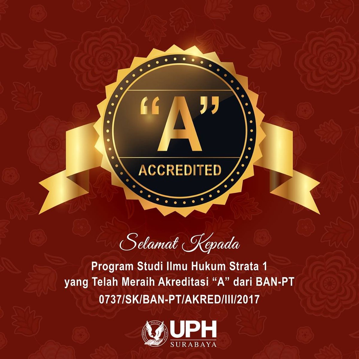 Selamat Kepada Pogram Studi Hukum Universitas Pelita Harapan Surabaya!! 🎉🎉🎉